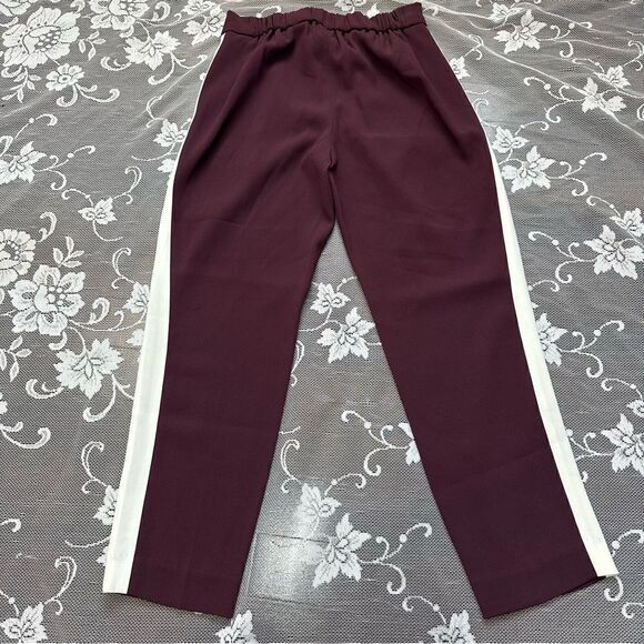 Aritzia Babaton Conan Terado Pant in Plum  with white stripe Sz 00 - Picture 6 of 12